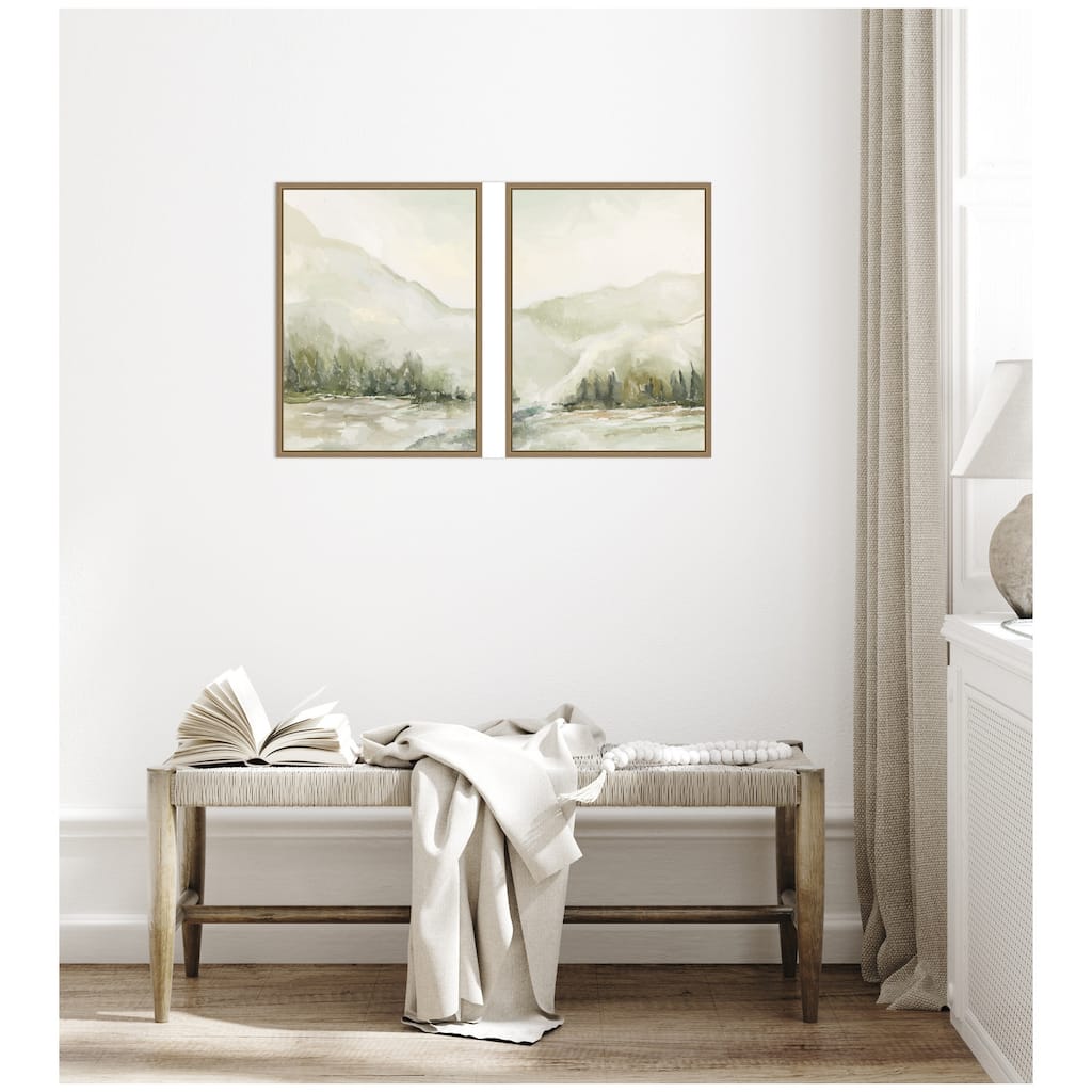Kate and Laurel AQ Winter Landscape No. 6 2 Piece Framed Canvas Wall Art Set by Annie Quigley
