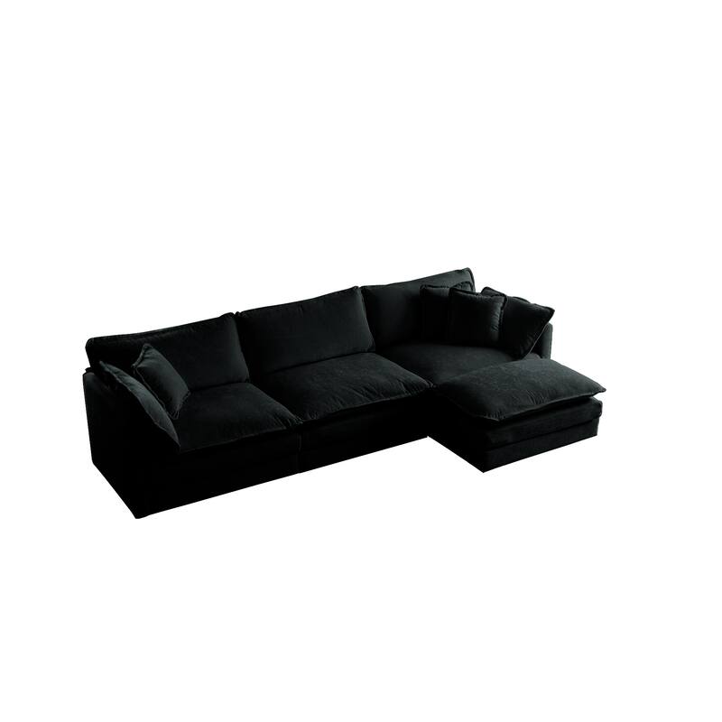111.5" Modular Sectional Sofa, U Shaped Couch for Living Room, Modern Deep Seat Sofa Chenille Fabric Couches with Ottoman