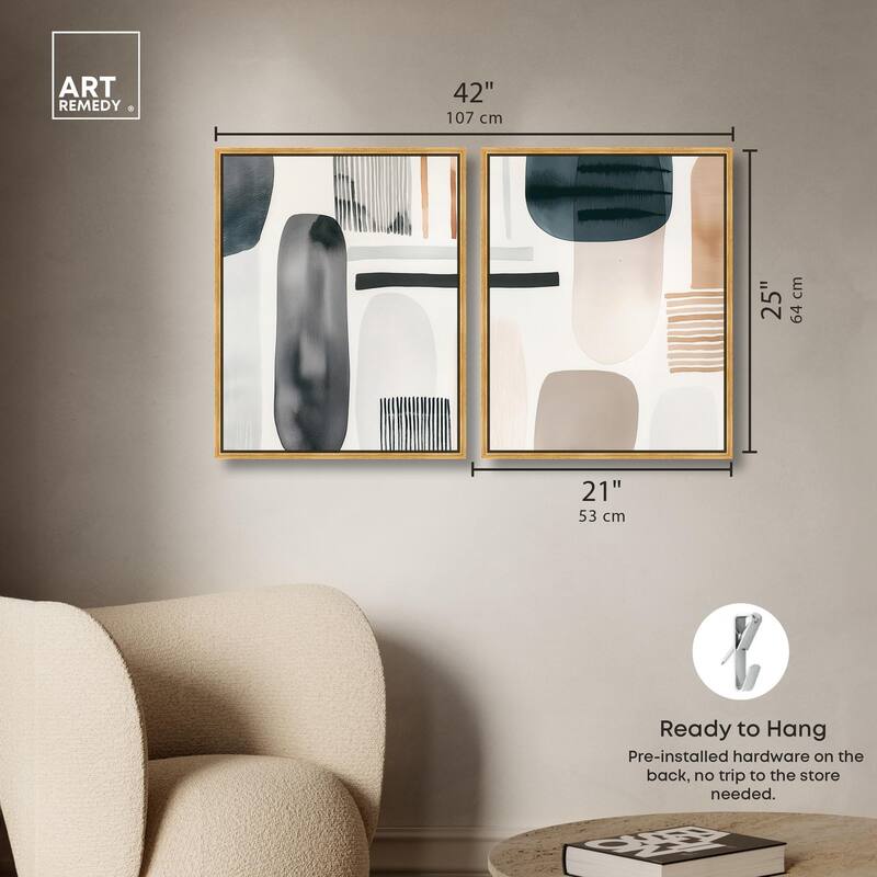 Floating Shapes I Canvas Set of 2 by Art Remedy