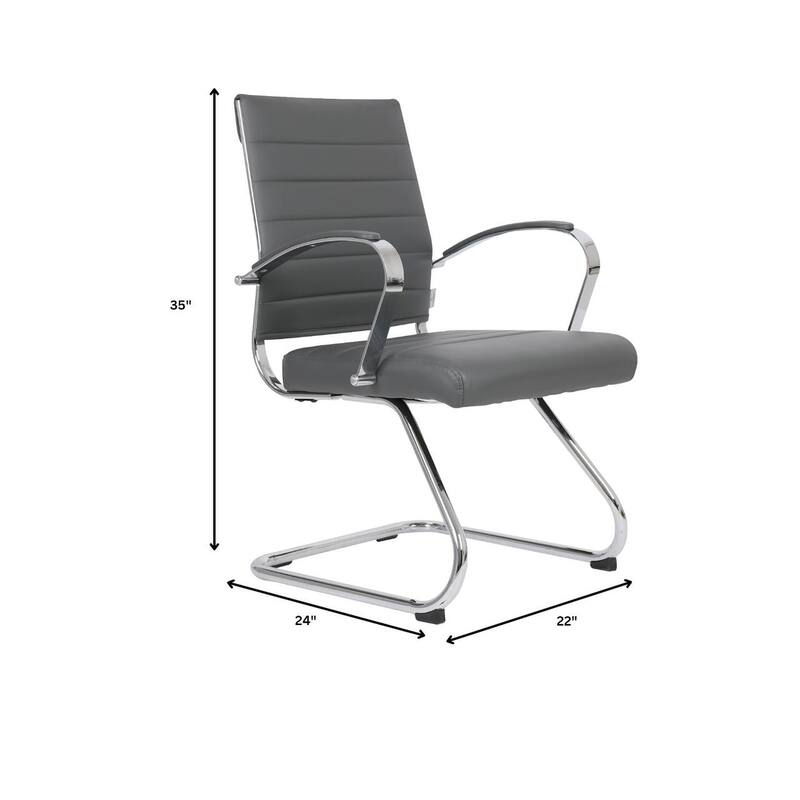 Benmar Series Mid Back Modern Leather Office Executive Desk Chair, Ergonomic Seating with Stainless Steel Sled Base