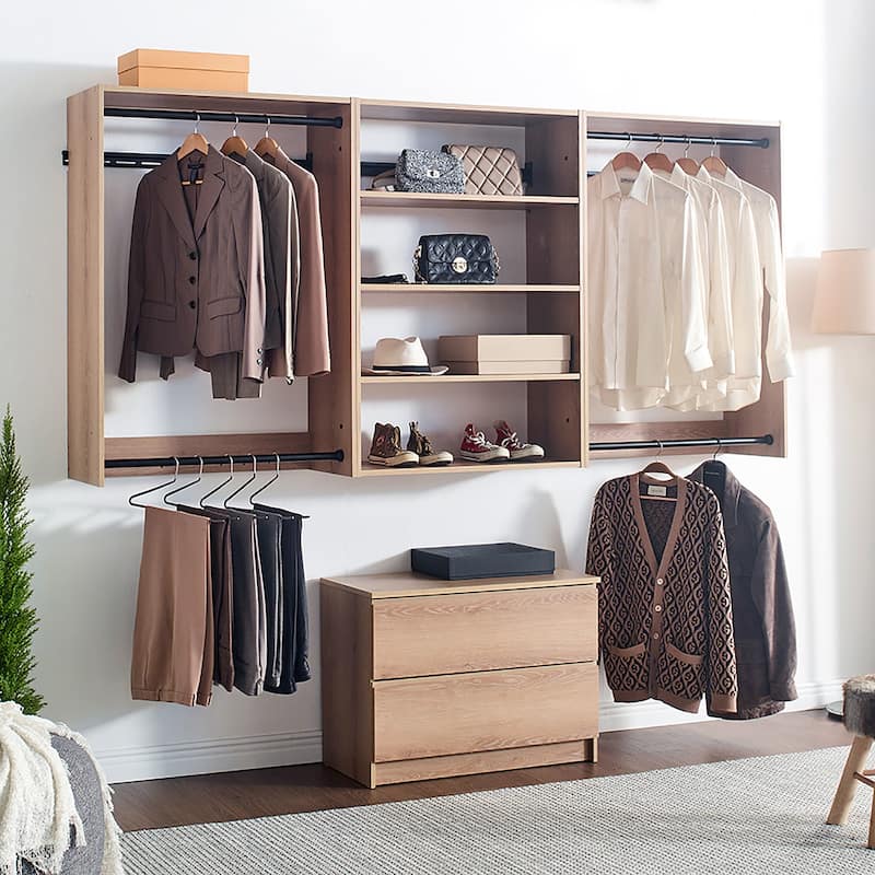Devi Wall Mounted Wood Closet System - 13.78"D x 94.49"W x 45.28"H