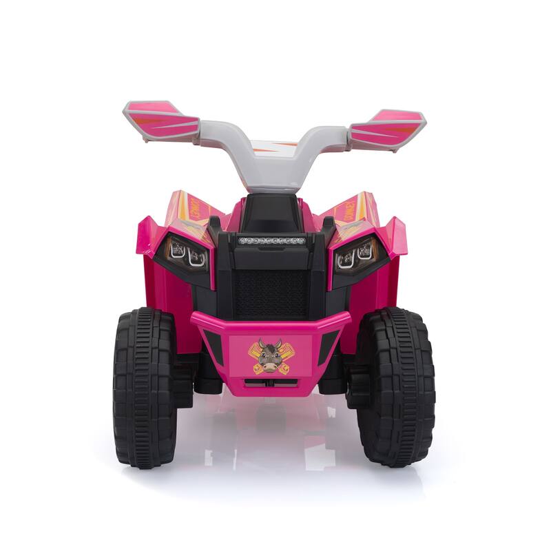 6V Kids Electric ATV, Toddler Ride on Car with Trailer, Music and Power Display for Boys and Girls, Rosy