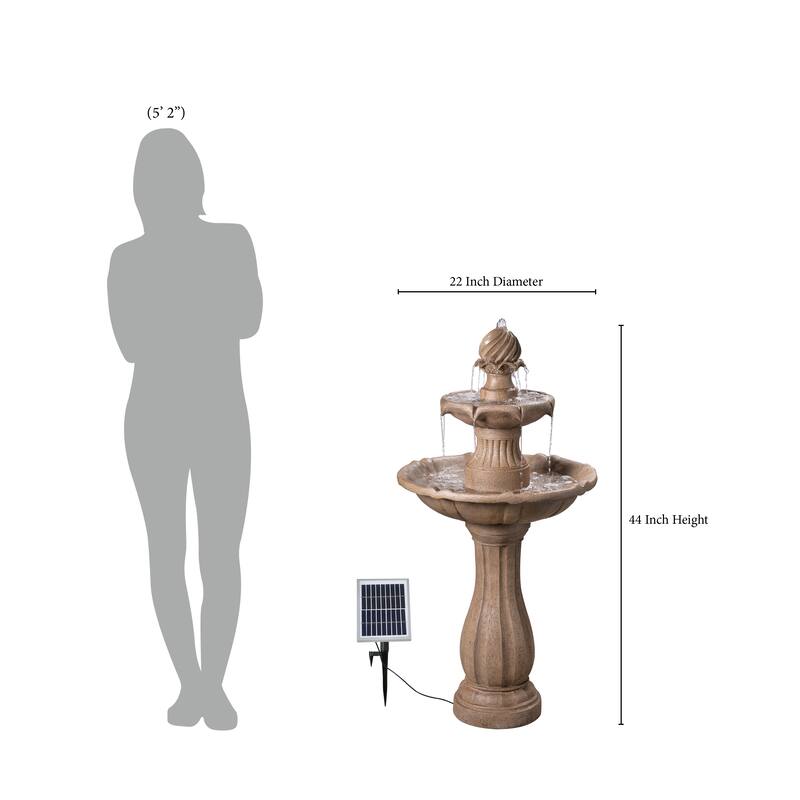 Kenroy Home Frost 3-Tier Solar Floor Fountain - Sandstone