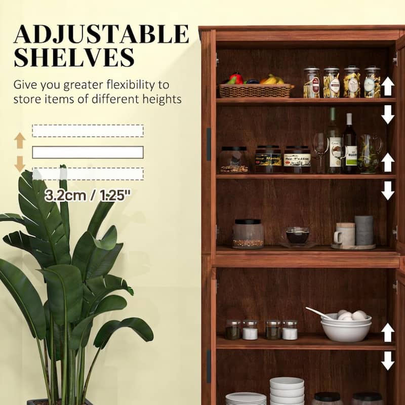 Rossetta Contemporary Chic Freestanding Kitchen Pantry Storage Cabinet with Adjustable Shelves and Back Anti-tipping Strap