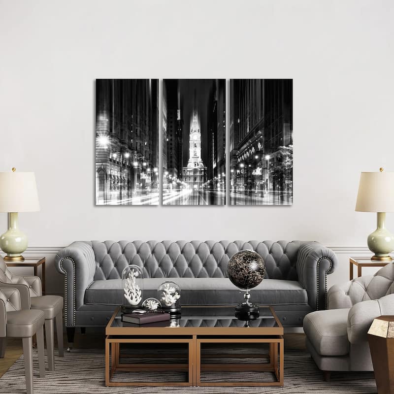iCanvas "City Hall - Philadelphia" by Philippe Hugonnard 3-Piece Canvas Wall Art Set - 40x60x1.5