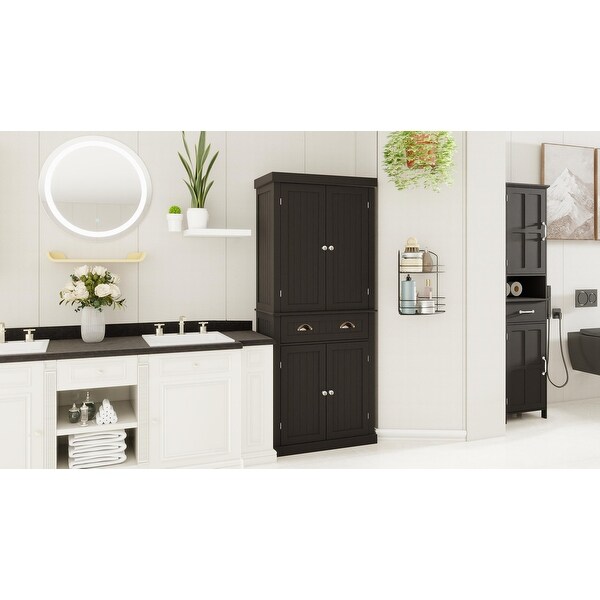 Modern Storage Cabinet with 4 Doors, Drawer and 2 Adjustable