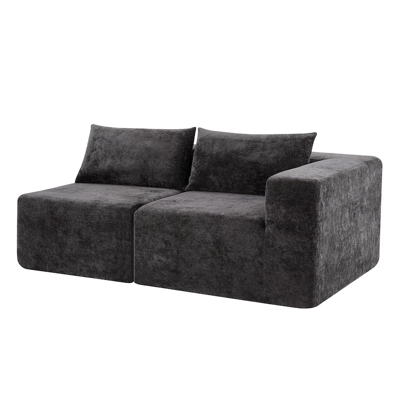 Christopher Knight Home - Adaline Modern Fabric Modular Sectional Sofa with Pillow Back and Ottoman