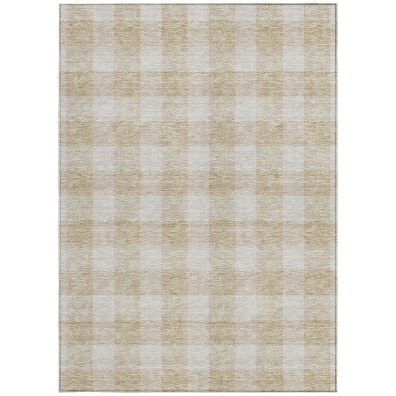 HomeRoots Plaid Transitional Rectangle Outdoor Rug