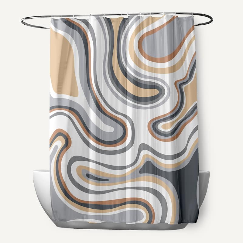 Agate Geometric Print Shower Curtain - Taupe