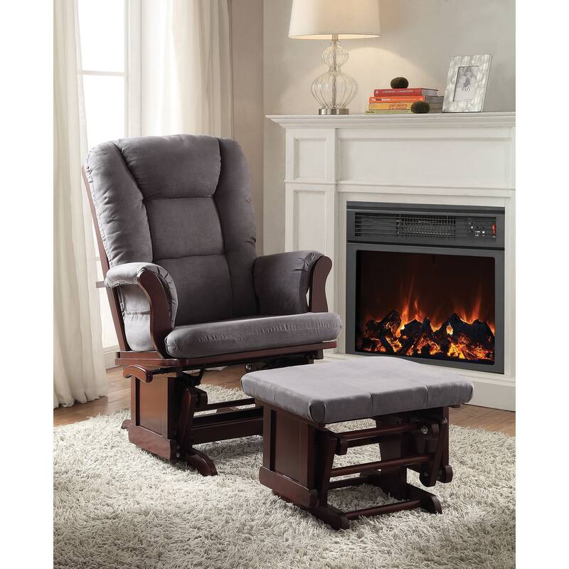 Aeron Grey Microfiber 2-piece Glider Chair and Ottoman Set