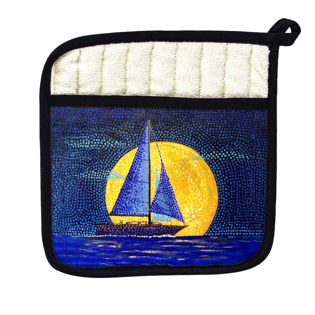 Moonrise Sailboat Pot Holder - 9x9