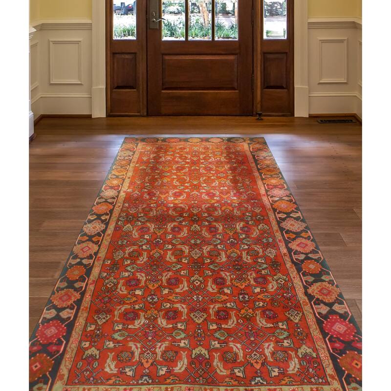 Fine Vintage Distressed Houri Rust/Black Rug - 4'11" x 9'2"