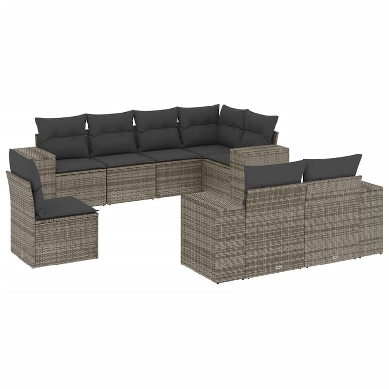 vidaXL Patio Sofa Set with Cushions Outdoor Conversation Furniture Poly Rattan