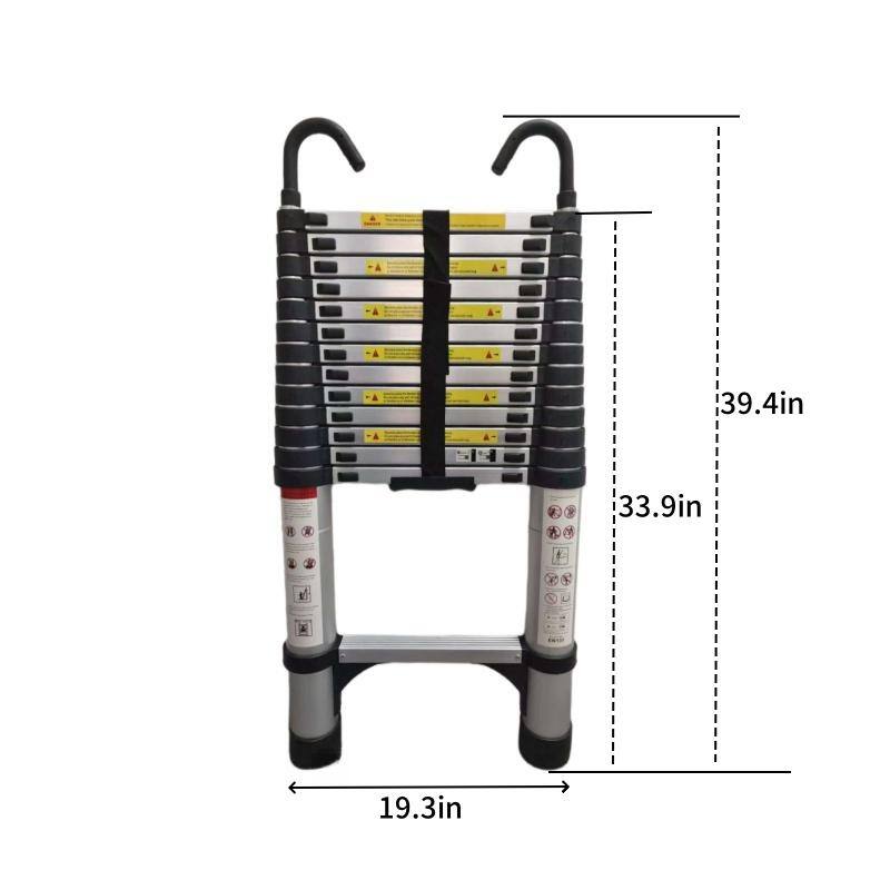 4.1-Meter Telescopic Aluminum Ladder with Non-Slip Feet and Hooks