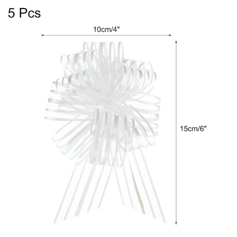 5pcs 4 Inch Large Pull Bows Gift Wrapping Bows Ribbon Organza - Cream White