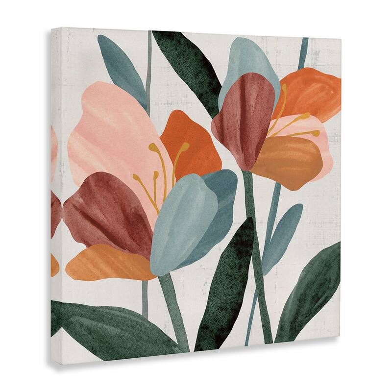 Stupell Abstract Azalea Flower Petals Pink Blue Design Canvas Wall Art