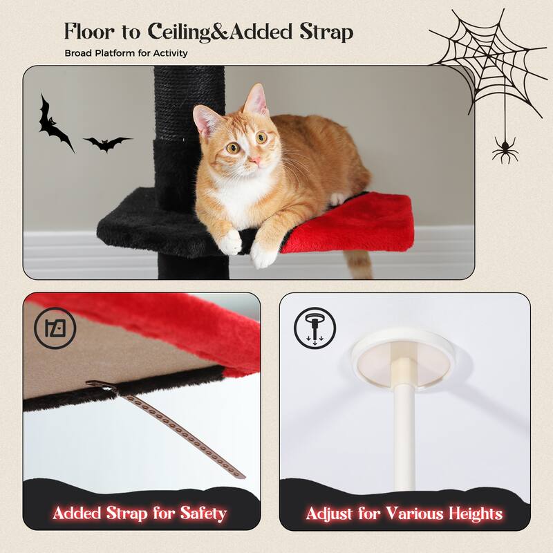 Height Adjustable Floor to Ceiling 5-Levels Cat Tree Cat Tower
