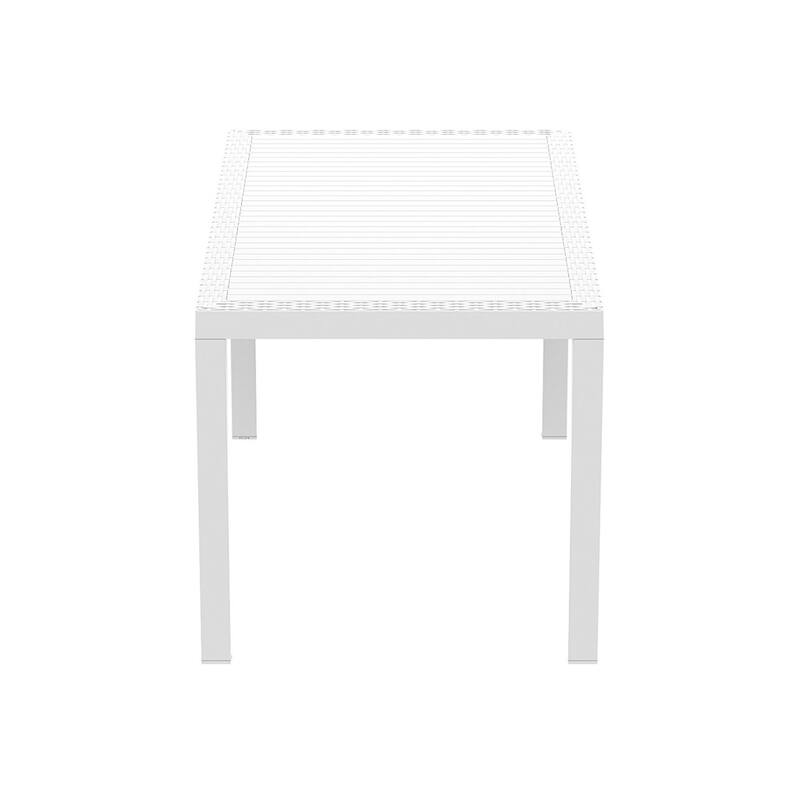 55" White Wickerlook Rectangular Patio Dining Table