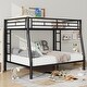 preview thumbnail 3 of 8, Black Full XL over Queen Size Metal Bunk Bed with Ladder & Guardrails for Kids