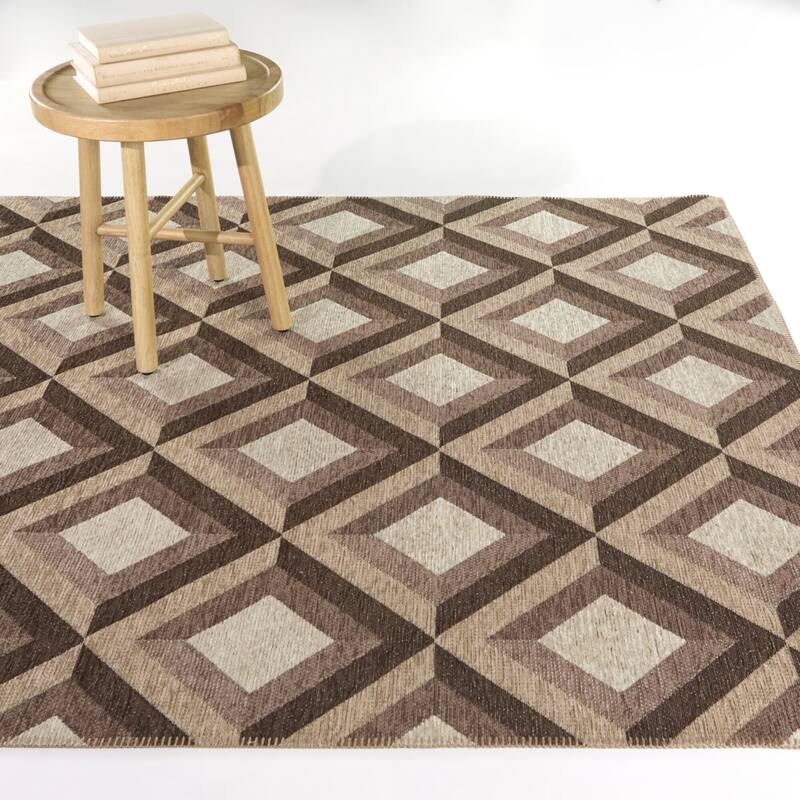 Eloise Modern Geometric Area Rug - 5'3" x 7' - Brown - Rectangle