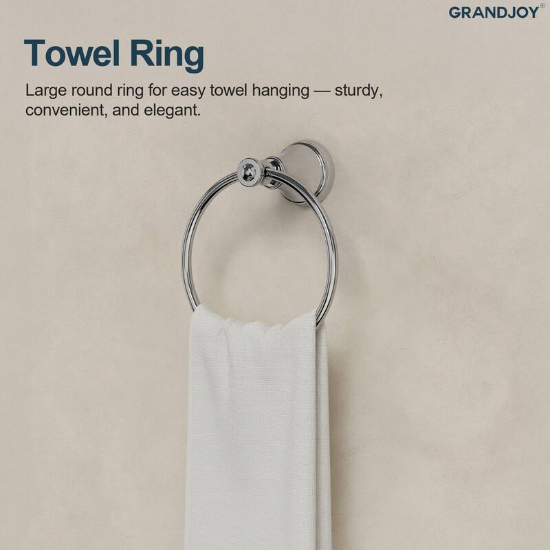 GRANDJOY 4-Piece Bathroom Hardware Set with 23-Inch Single Towel Bar and Shelf Toilet Paper Holder