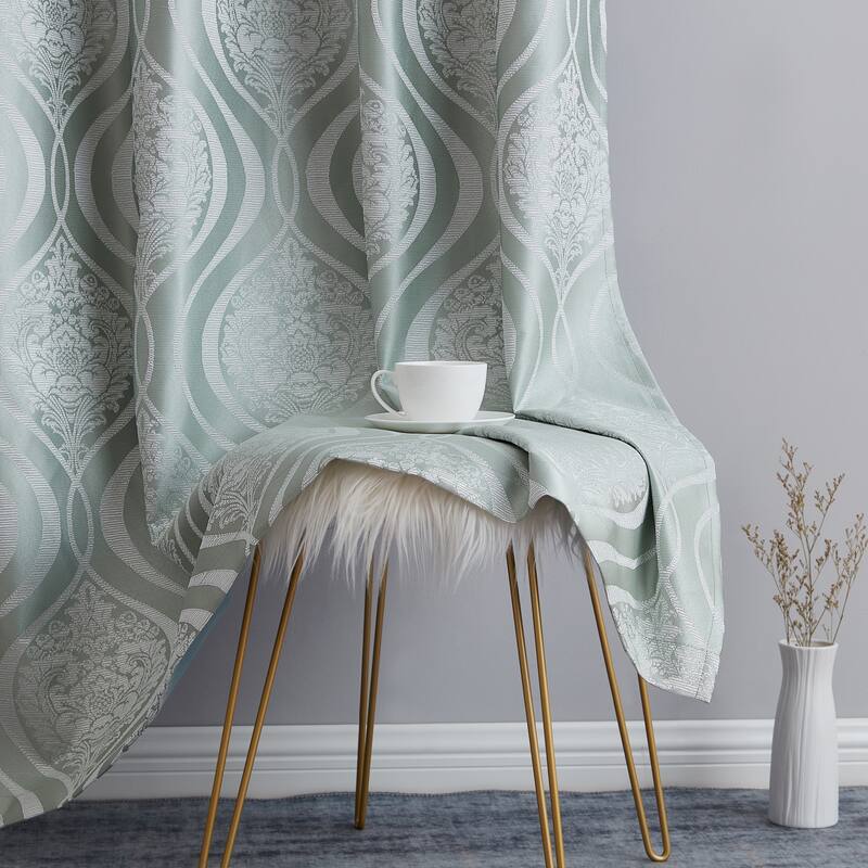 HLC.me Montero Damask 100% Full Complete Blackout Heavy Insulated Energy Savings Grommet Curtain Panels, 2 Panels