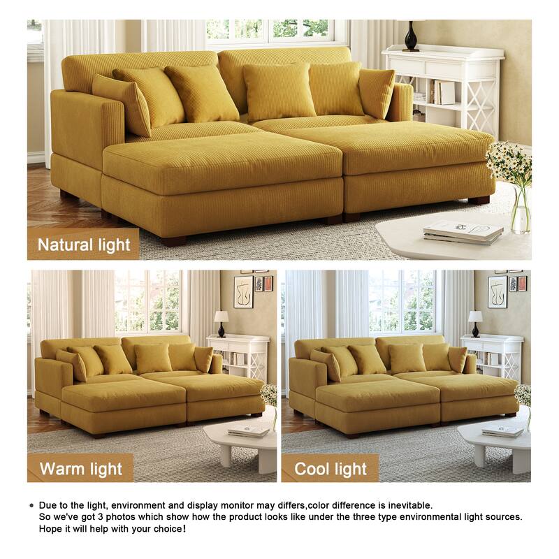 Corduroy Modular Sectional Sofa Deep Seat Corner Sofas & Ottomans