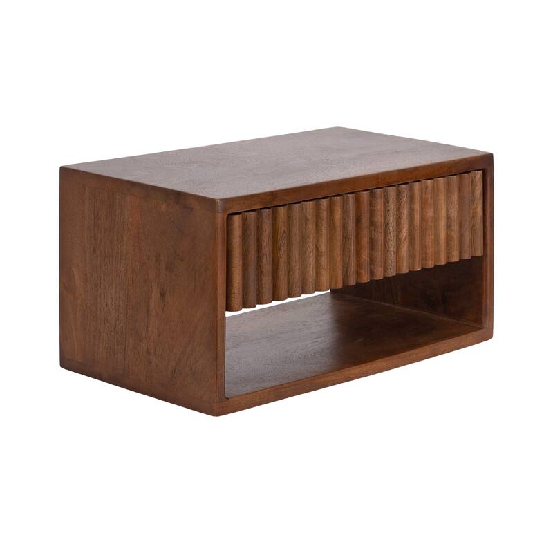 Kate and Laurel Reid Floating Wood Side Table with Open Storage - 18x10x9 - Walnut Brown