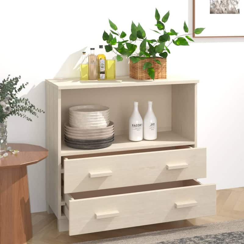 vidaXL Sideboard Buffet Console Cabinet for Bedroom HAMAR Solid Wood Pine - 33.5"x13.8"x31.5"