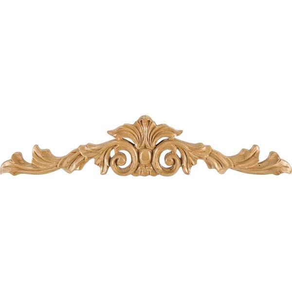 slide 1 of 1, Hardware Resources Onlay with Acanthus Styling, 3-1/4"H x 15-1/4"W x Natural Maple