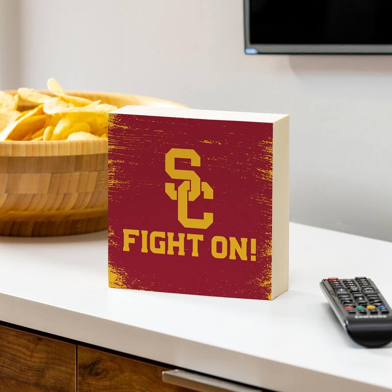 University of Southern California Wooden Tabletop Mantel Shelf Sign - 6" x 6"