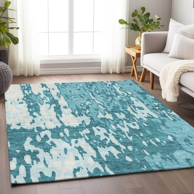 Premium Washable Super Soft Contemporary Glam Mayfield Rug - Teal - 9' x 12'