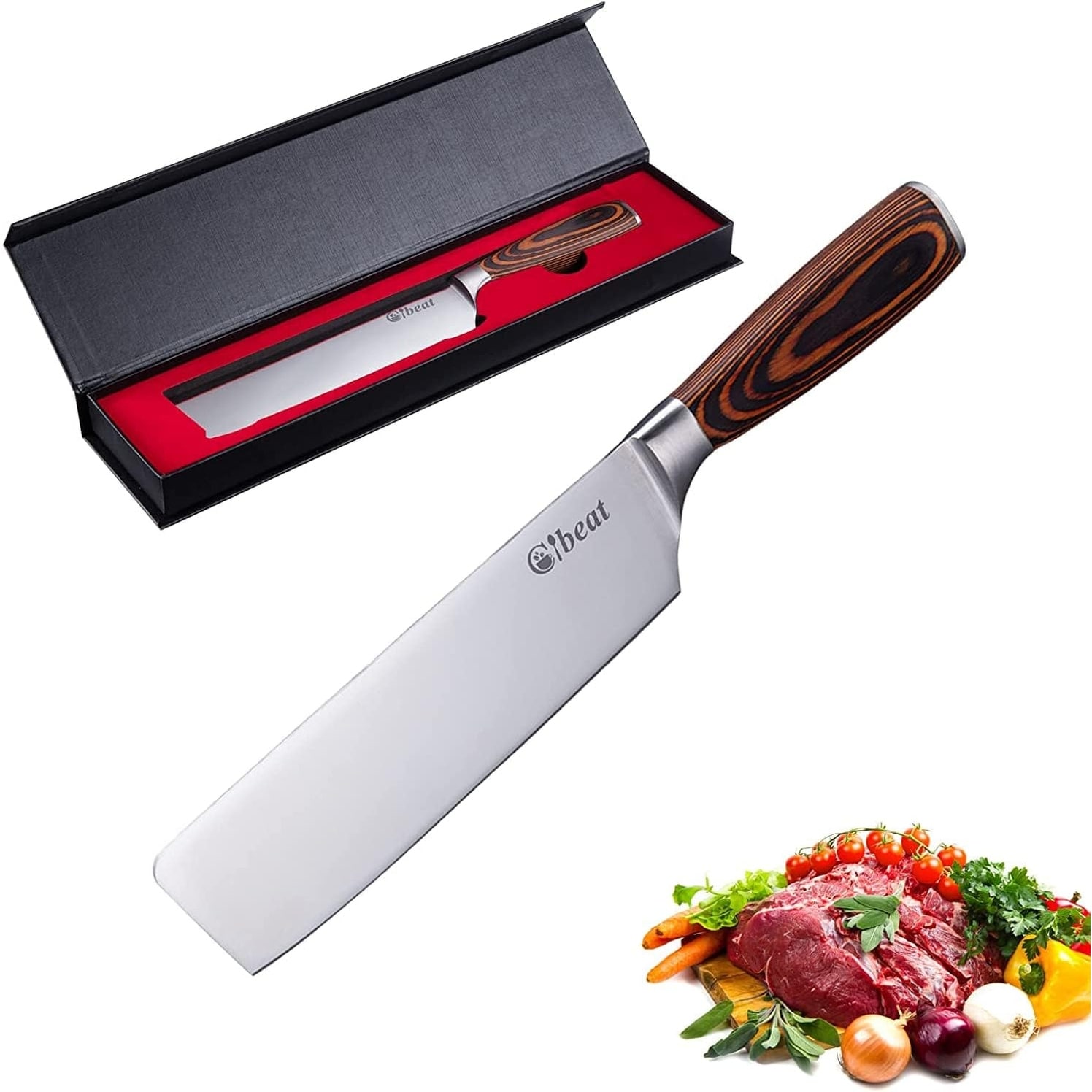  TUO Cleaver Knife, 7 inch Chinese Cleaver Vegetable Meat  Cleaver Knife, High Carbon Stainless Steel Chopping Knife with Ergonomic:  Home & Kitchen