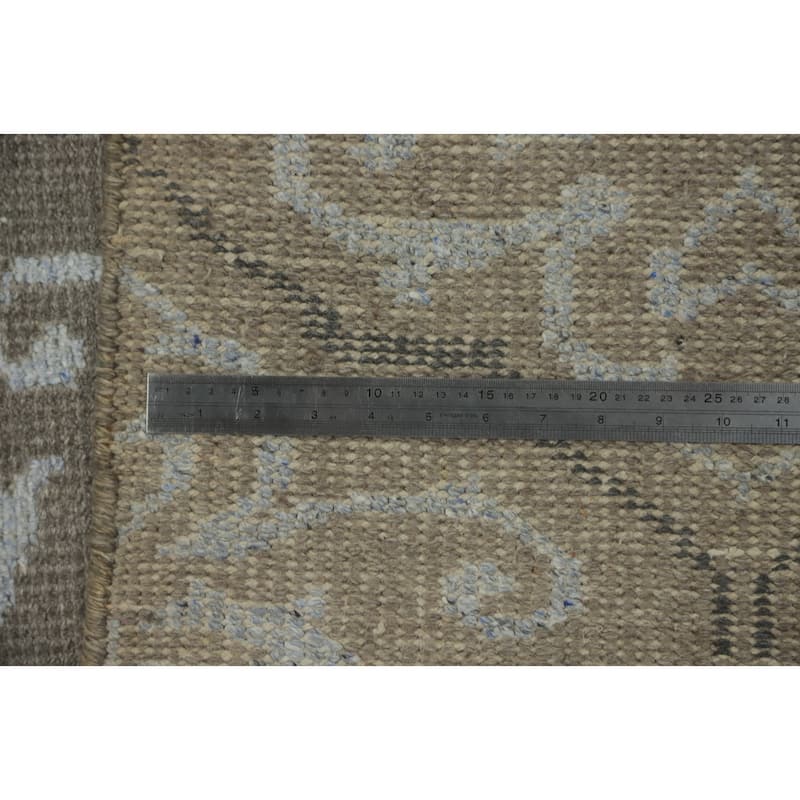 Hand-knotted Modern Wool Grey Geometric Area Rug Oriental Carpet - 7' 7'' X 5' 5''