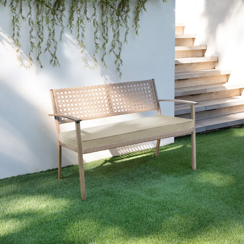 Sorra Home Indoor/Outdoor Solid Corded Bench Cushion - 40 x 17 x 2 Bench Cushion Corded - Linen