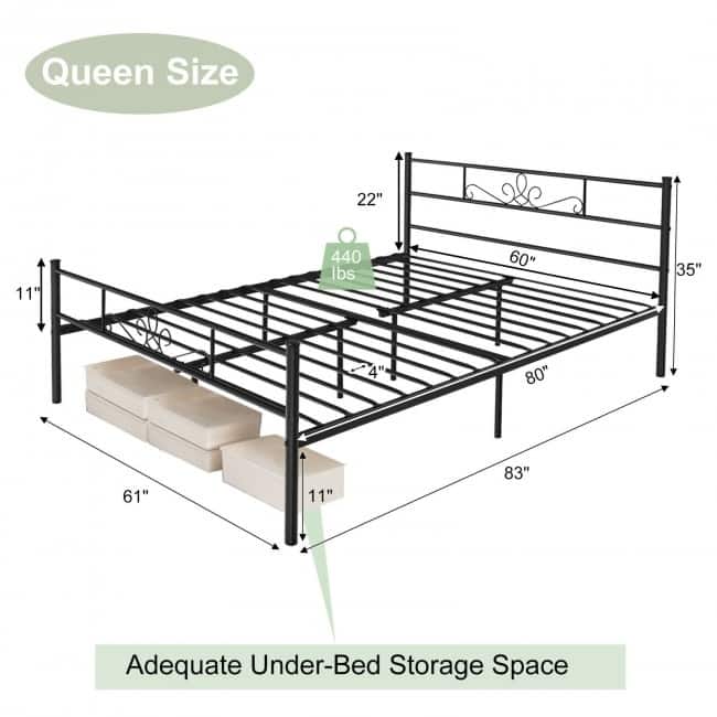Metal Bed Frame with Headboard and Footboard