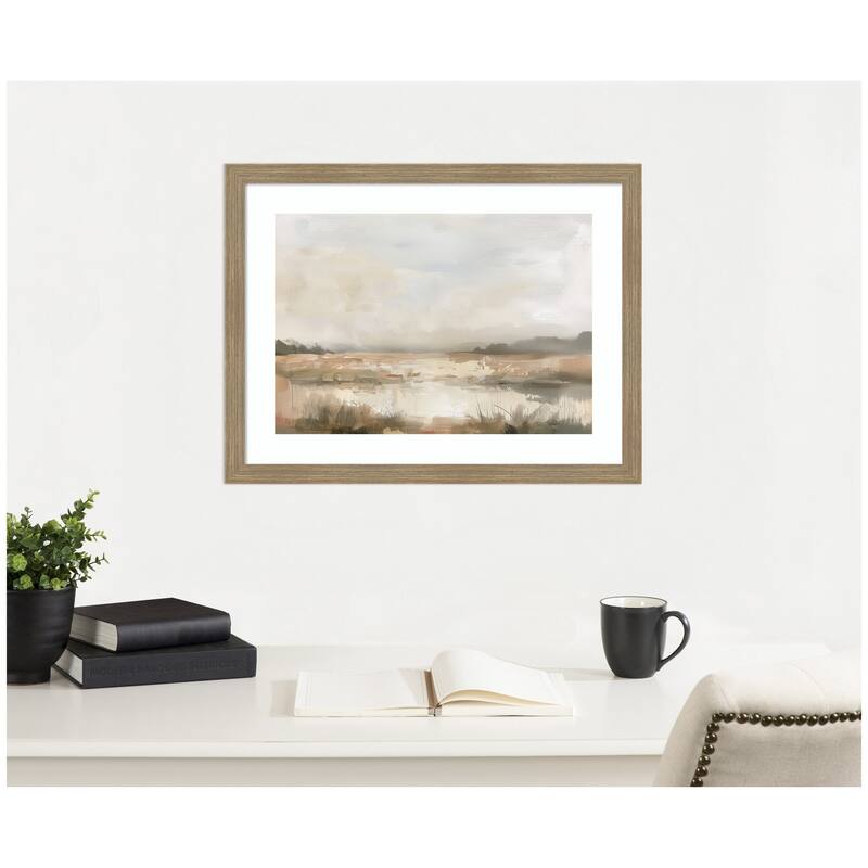 Kate and Laurel Neutral Abstract Landscape by The Creative Bunch Studio Framed Wall Art Print