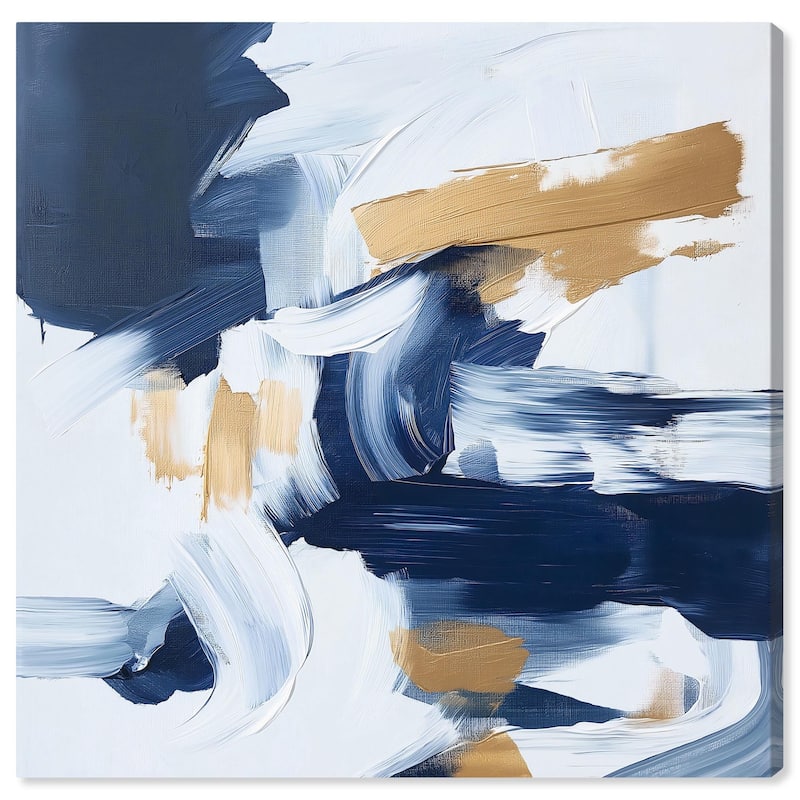 Azure and Gold Canvas by Art Remedy, Gallery Wrapped - 12" x 12"