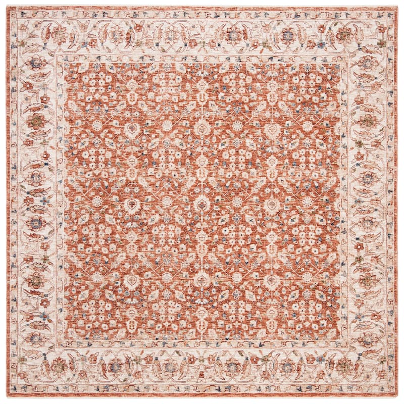 SAFAVIEH Heirloom Tamera Traditional Oriental Polyester Rug - 6'7" Square - Beige/Light Rust