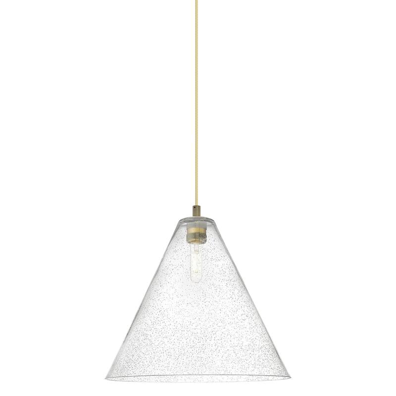 Innovations Lighting 434-1P-15-16 Crown Point Pendant Cone Crown Point - Brushed Brass / Seedy