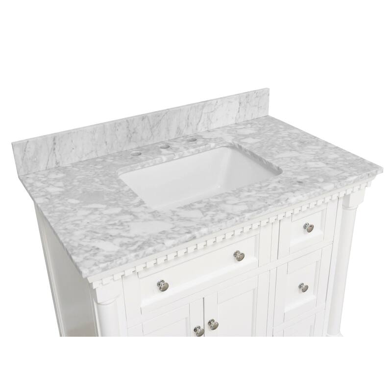 KitchenBathCollection Sydney 36" Bathroom Vanity with Carrara Marble Top