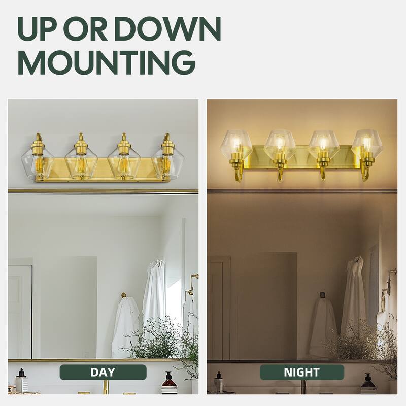 Modern 3/4-Light Bathroom Vanity Light in Oil-Rubbed Bronze/Gold