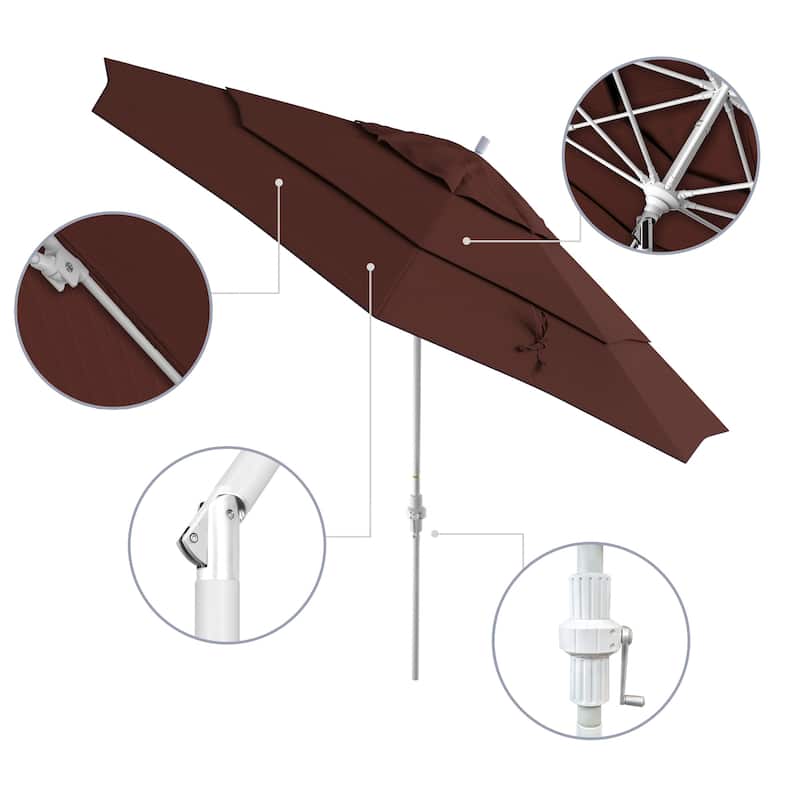 Perry 11ft Round Crank Lift Collar Tilt Aluminum Patio Umbrella by Havenside Home, Base Not Included
