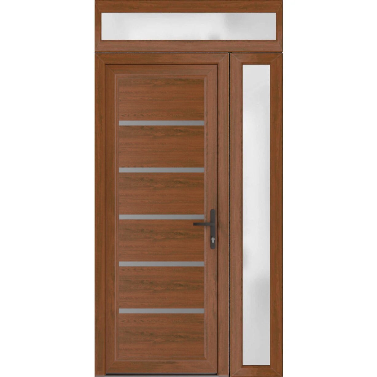 Exterior Prehung Metal-Plastic Door Manux 8415 Walnut W30xH80 Lefthand Inswing