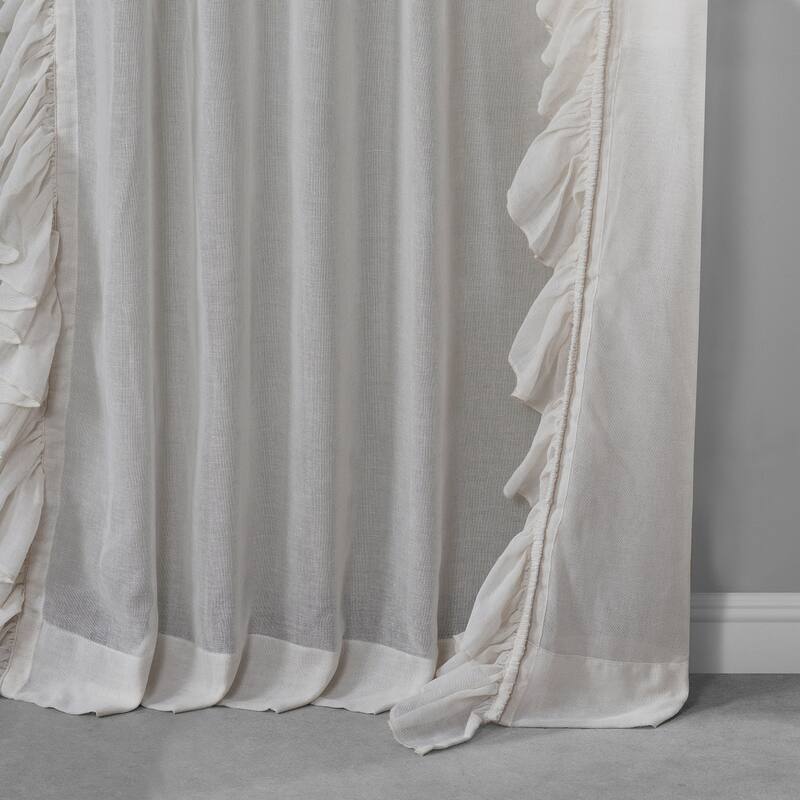 Exclusive Fabrics Faux Linen Ruffle Sheer Curtain (1 Panel)