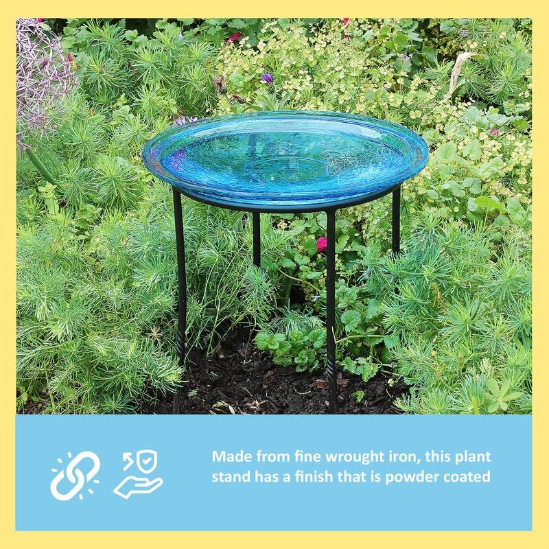 Achla Designs Indoor Outdoor Patio Ring Plant Stand , 14 Inch Tall, Black Powder Coat Finish