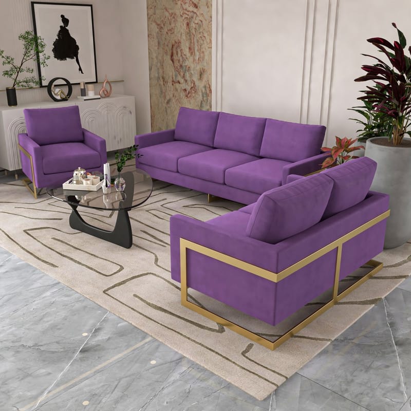 Lincoln 3-Seater Velvet Sofa with Stainless Steel Base Durable Wood Frame Pocket-Spring for Living Room Office Lounge - 83"