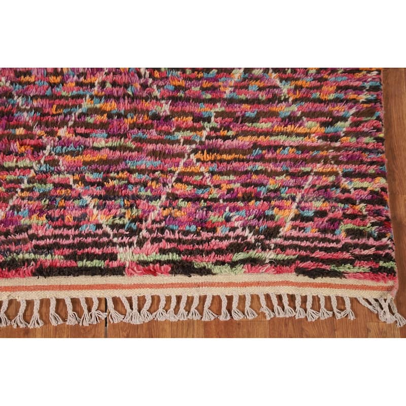 Trellis Moroccan Oriental Area Rug Hand-Knotted Wool Carpet - 6'0" x 9'8"