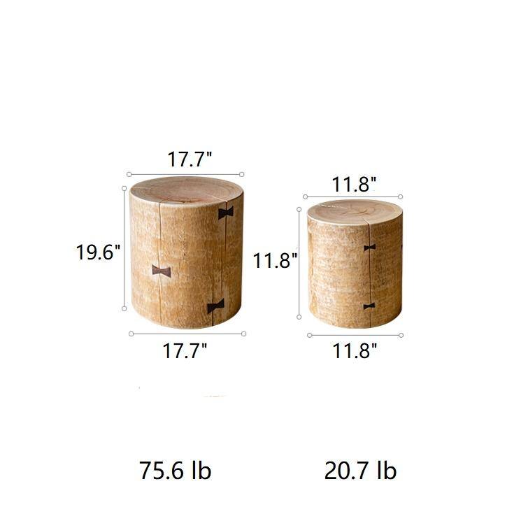 RusticReach Pine Wood Pedestal Table Side Table - [A]-Small