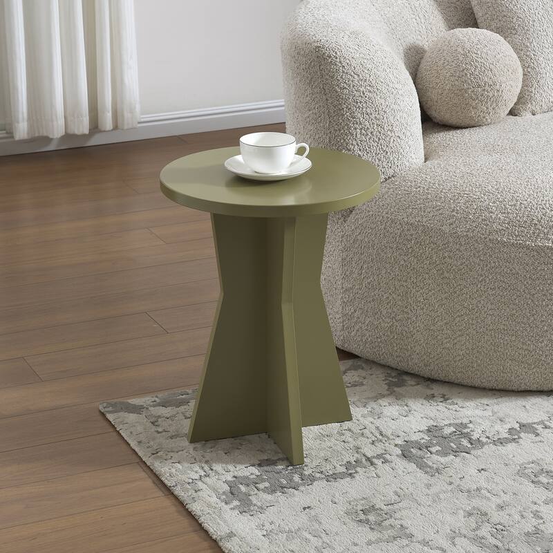 Adam Contemporary Wood Pedestal Accent Side Table - Lemon Pepper